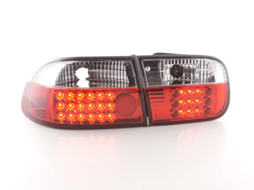 Paire de feux arrières LED pour Honda Civic 2/4-portes (type EG4/EG8) année 92-95, transparent/rouge