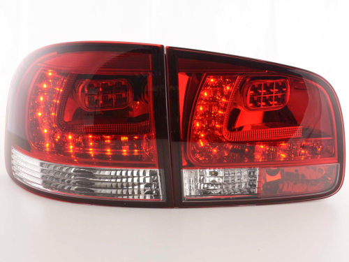 Paire de feux arrières led pour VW Touareg (type 7L) année 03-09, rouge/transparent