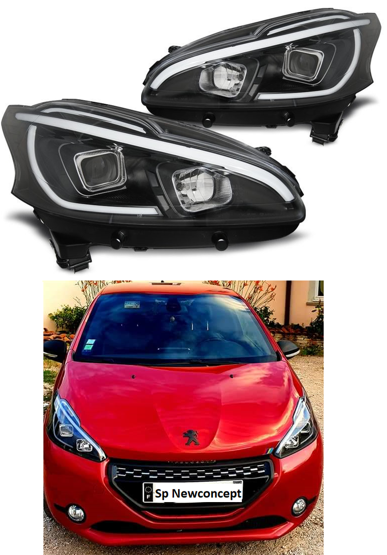 Basement cling Mittens Peugeot 208 LTI LED headlights look xenon - Black - Sp Newconcept
